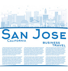 Outline San Jose California Skyline With Blue