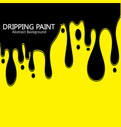 Black Ink Dripping Paint Spill Leaking On Yellow