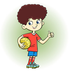 Curly Boy Holding A Golden Ball2