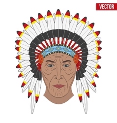 Indian Chief In A Feathered Hat Front View