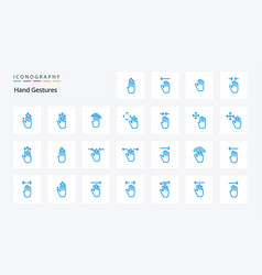 25 Hand Gestures Blue Icon Pack