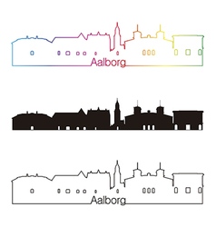 Aalborg Skyline Linear Style With Rainbow