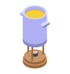 Burning Cheese Fondue Icon Isometric