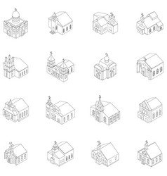 Church Icon Set Outline