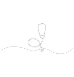 Continuous One Line Drawing Of Medical Stethoscope