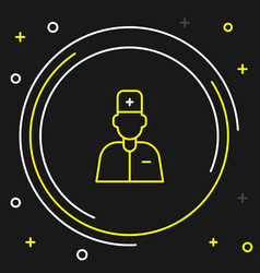 Line Male Doctor Icon Isolated On Black Background