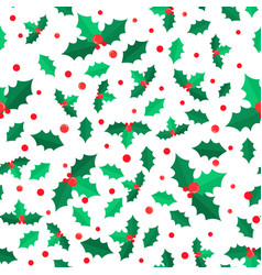 Mistletoe tree with red balls seamless pattern Vector Image