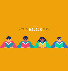 World Book Day Diverse Children Reading Book