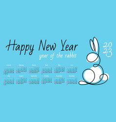 Desk Calendar For 2023 Abstract Rabbit On A Blue