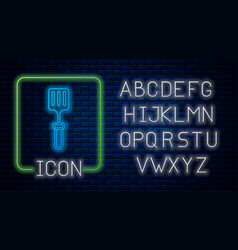 Glowing Neon Barbecue Spatula Icon Isolated