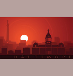 Baltimore Low Sun Skyline Scene