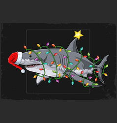 Christmas Great White Shark Wearing Santa Claus