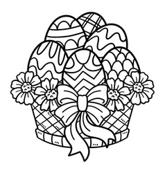 Easter Egg Basket Isolated Coloring Page For Kids