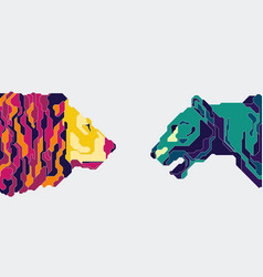 Graphic Design Of Couple Lion In Colorful