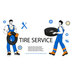 Tire Service Or Car Repair Garage Banner Or Flyer