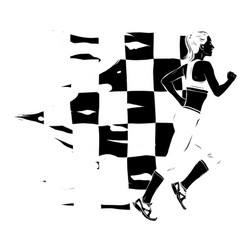 Black Silhouette Of Woman Runner On White