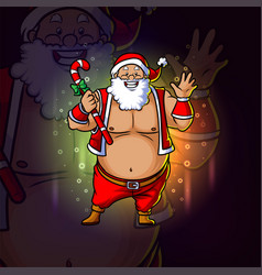 Funny Santa With The Candy Stick Esport Logo