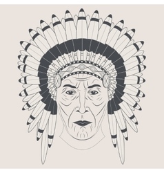 Indian Chief In A Feathered Hat Front View