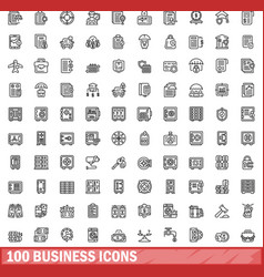 100 Business Icons Set Outline Style