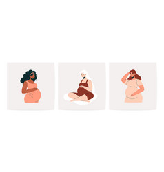 Cute Pregnant Women Cartoon Female Characters