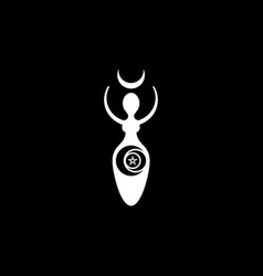 Sacred tree and crescent moon triple goddess logo Vector Image