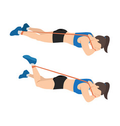 Woman Doing Prone Or Lying Resistance Band Knee