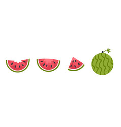 Flat Style Watermelon And Slices Clipart