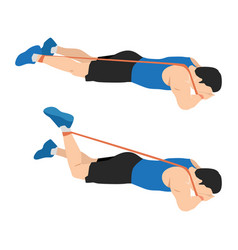 Man Doing Prone Or Lying Resistance Band Knee