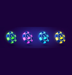 Neon Poker Game Chips With Crown Light