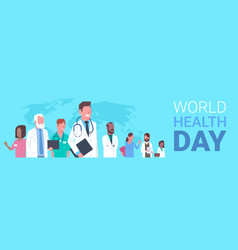 World Health Day Poster With Team Of Medical