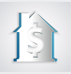 Paper Cut House With Dollar Symbol Icon Isolated