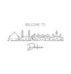 Single Continuous Line Drawing Dakar City Skyline