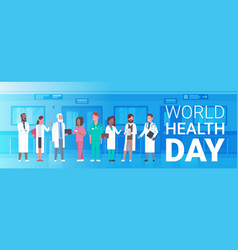 World Health Day Poster With Team Of Medical