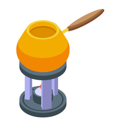 Cooking Fondue Icon Isometric Cheese Food