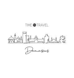 One Single Line Drawing Damascus City Skyline