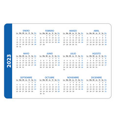 Pocket Calendar On 2023 Year Spanish Blue