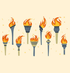 Torch Set With Flames Olympic Games