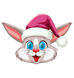 Cute Rabbit Wearing A Christmas Santa Hat