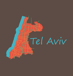 Tel Aviv Flat Map Artprint Landmass Water