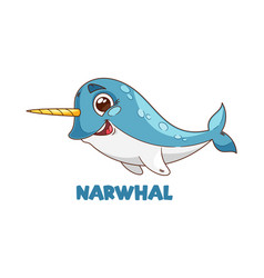 Whimsical Cartoon Narwhal Character