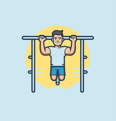 Man Exercising On Horizontal Bar In A Flat Style