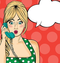 Pop Art Woman Chatting On Retro Phone Comic