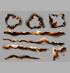 Realistic Burnt Paper Icon Set