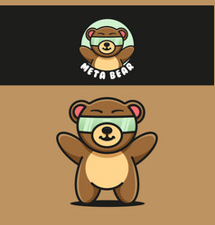 Cute Cyber Bear Mascot Logo