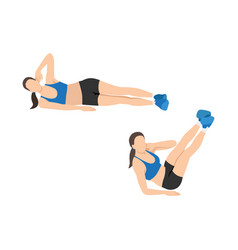 Woman Doing Oblique V Crunch Exercise Flat