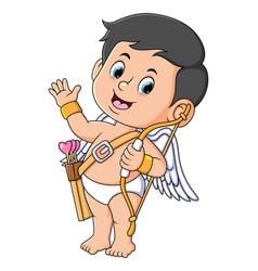 Baby Cupid Is Holding The Love Arrow And Waving