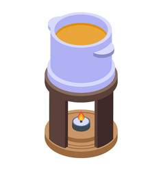 Fondue Pot Icon Isometric Cheese Food