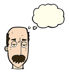 Cartoon Bored Old Man With Thought Bubble