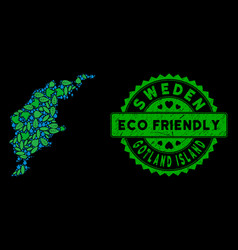 Eco Green Mosaic Gotland Island Map And