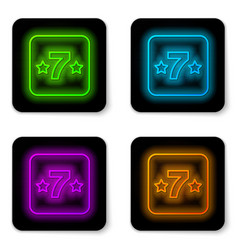 Glowing Neon Line Casino Slot Machine With Clover